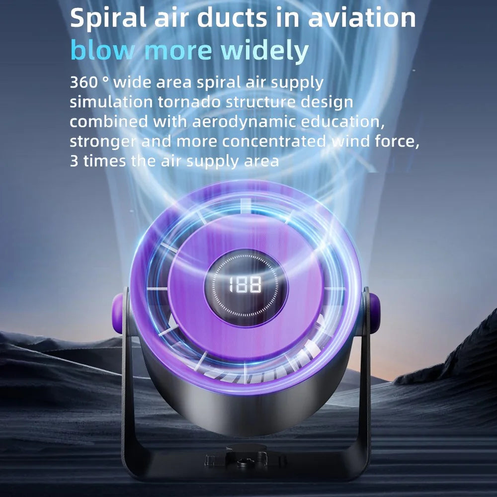 Desktop Fan with 100 Speed Levels Digital Display Wall Mounted Turbo Cooling Fan for Kitchen  /  Office  /  Bedroom - Purple Grey - 5