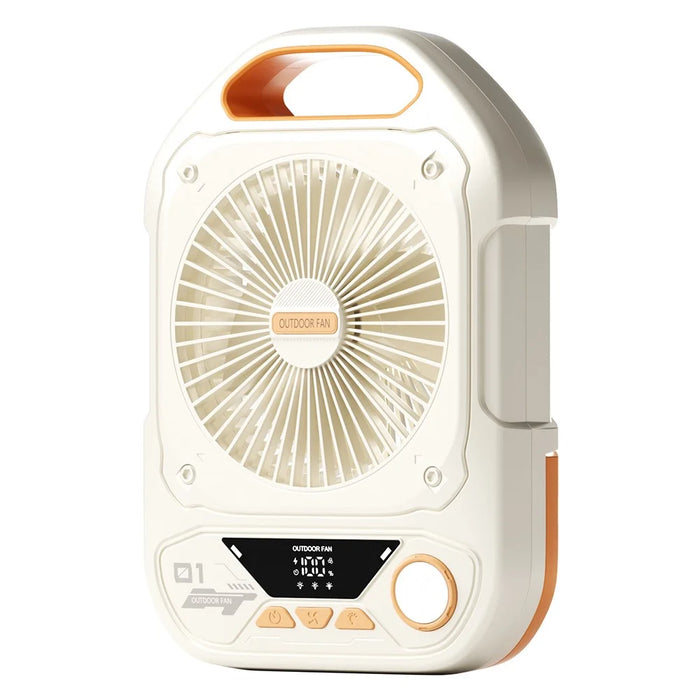 S9 Outdoor Portable Fan High Power 10000mAh Battery Bank 100 Speed Settings Camping / Dorm Use Rechargeable USB-C - Beige - 1