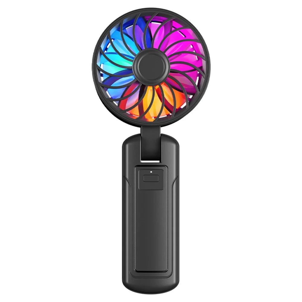 N87 Handheld Fan with RGB Breathing Light Outdoor Powerful Stepless Speed Adjustment Portable Fan - Black - 1