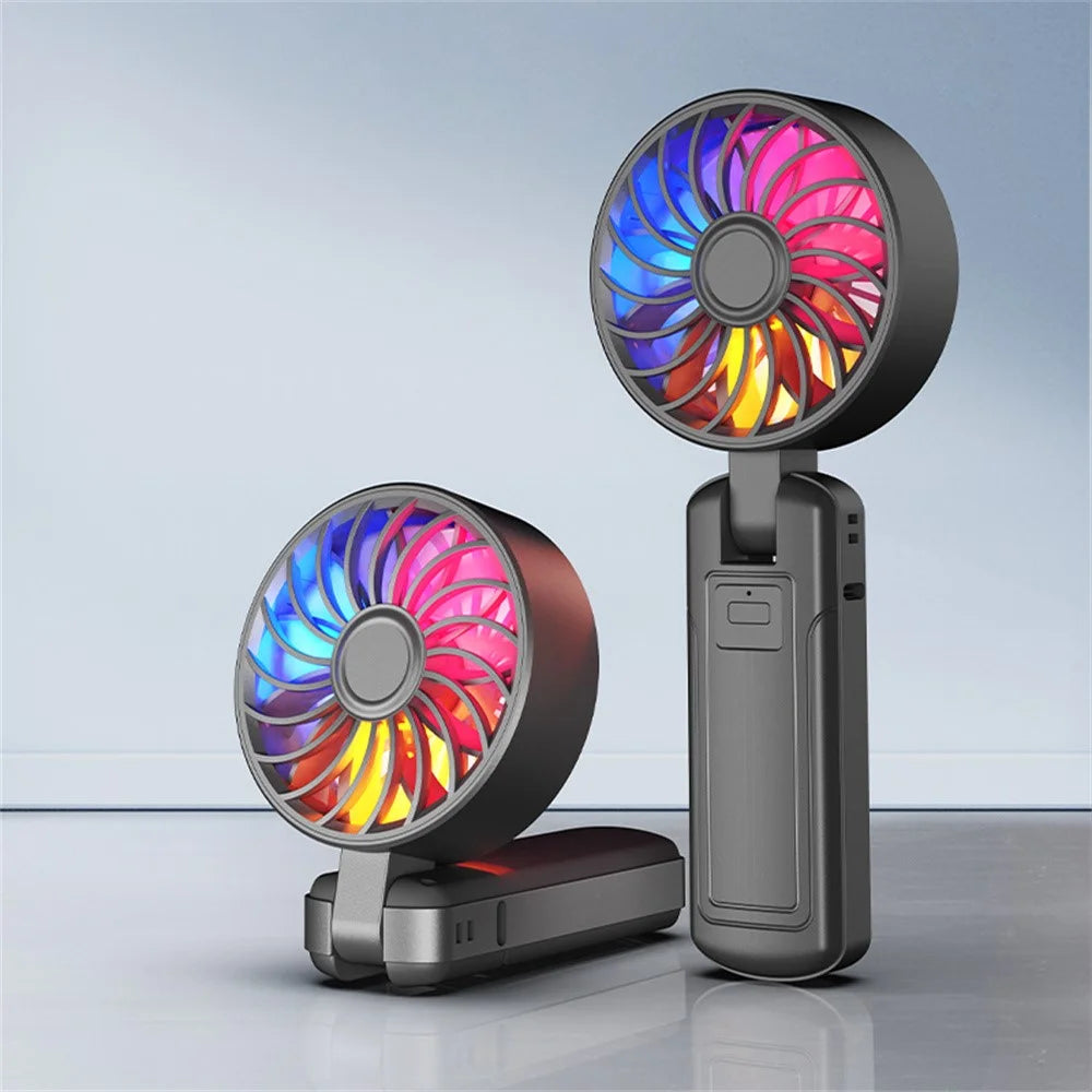 N87 Handheld Fan with RGB Breathing Light Outdoor Powerful Stepless Speed Adjustment Portable Fan - Black - 2