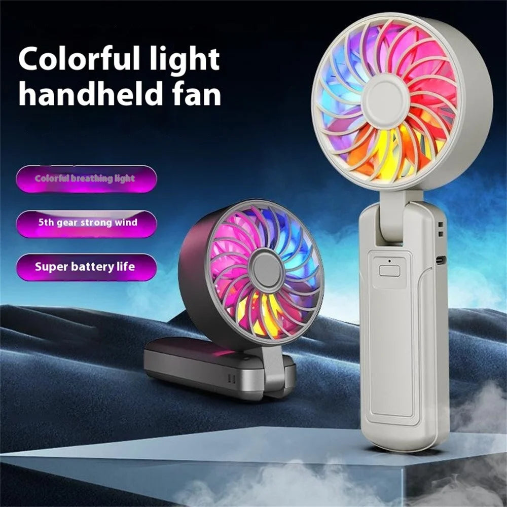 N87 Handheld Fan with RGB Breathing Light Outdoor Powerful Stepless Speed Adjustment Portable Fan - Black - 3