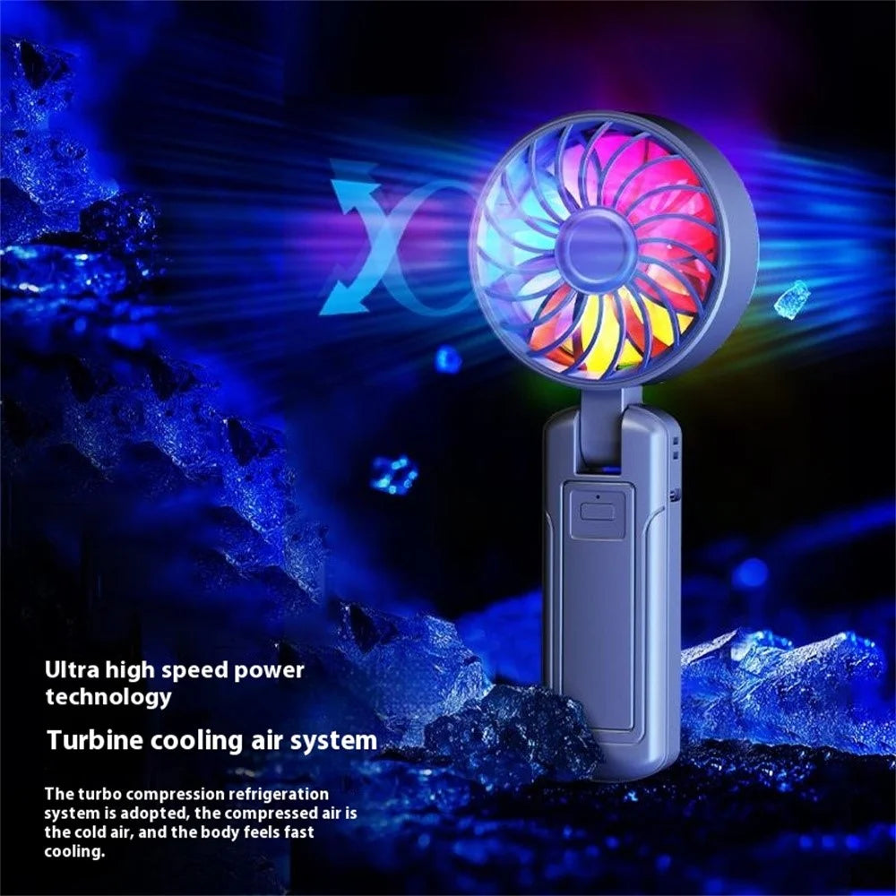 N87 Handheld Fan with RGB Breathing Light Outdoor Powerful Stepless Speed Adjustment Portable Fan - Black - 4