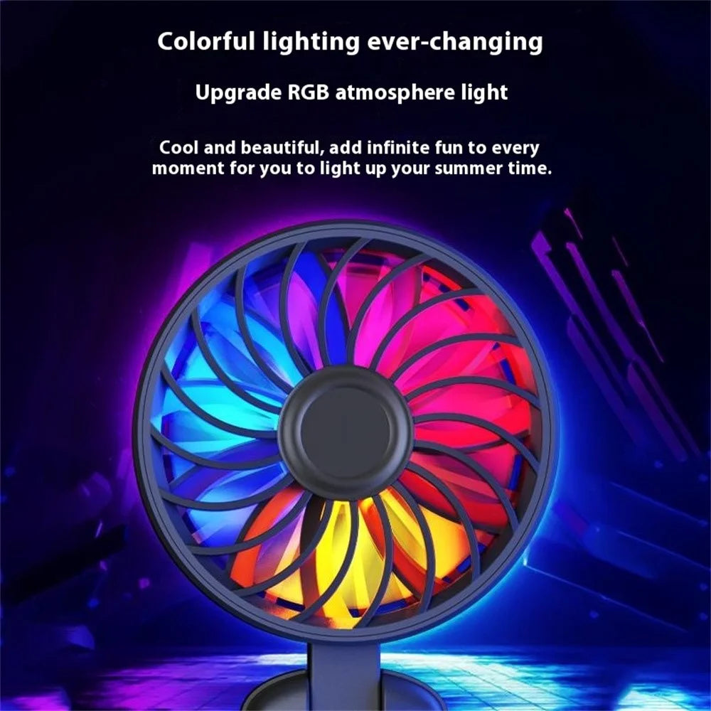 N87 Handheld Fan with RGB Breathing Light Outdoor Powerful Stepless Speed Adjustment Portable Fan - Black - 5