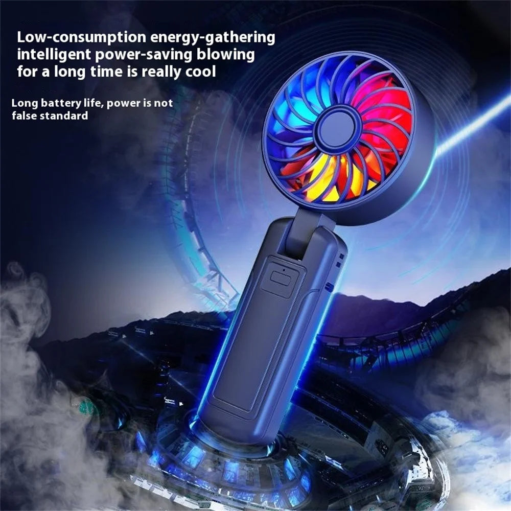 N87 Handheld Fan with RGB Breathing Light Outdoor Powerful Stepless Speed Adjustment Portable Fan - Black - 6
