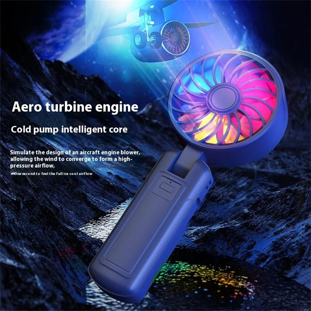 N87 Handheld Fan with RGB Breathing Light Outdoor Powerful Stepless Speed Adjustment Portable Fan - Black - 7
