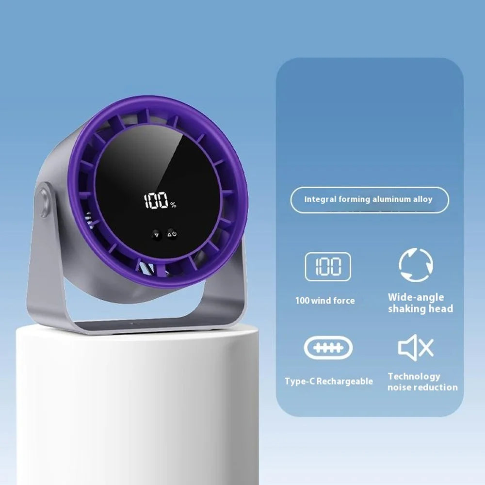 S15 Desktop Circulator Fan 100 Speeds 2400mAh Rechargeable Cooling Personal Fan Wall Mount Fan - Grey - 3