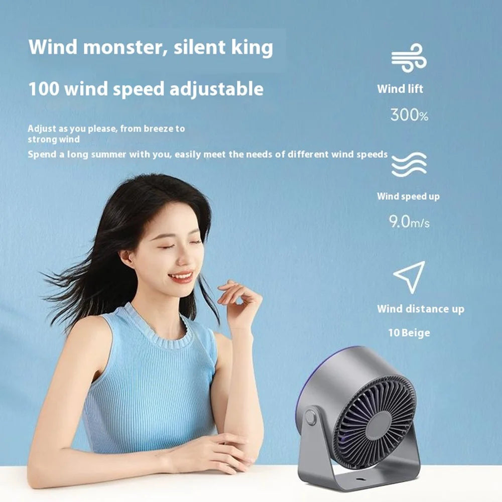 S15 Desktop Circulator Fan 100 Speeds 2400mAh Rechargeable Cooling Personal Fan Wall Mount Fan - Grey - 5