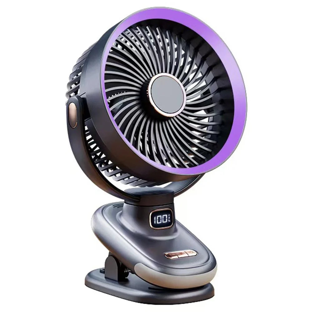 S6 Clip-On Desktop Fan Folding Cooling Fan with Timer / 5 Speed Settings for Home / Office - Grey - 1