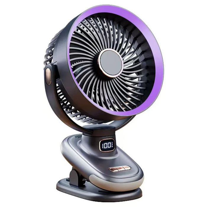 S6 Clip-On Desktop Fan Folding Cooling Fan with Timer / 5 Speed Settings for Home / Office - Grey - 1