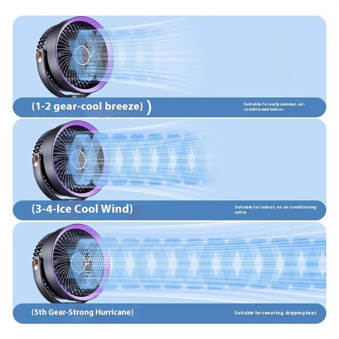S6 Clip-On Desktop Fan Folding Cooling Fan with Timer / 5 Speed Settings for Home / Office - Grey - 4