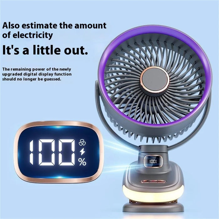 S6 Clip-On Desktop Fan Folding Cooling Fan with Timer / 5 Speed Settings for Home / Office - Grey - 5