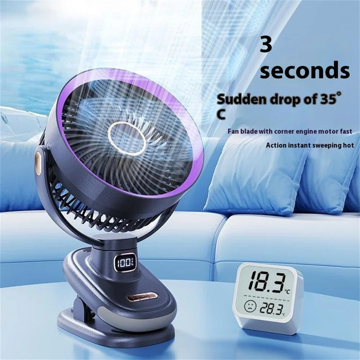 S6 Clip-On Desktop Fan Folding Cooling Fan with Timer / 5 Speed Settings for Home / Office - Grey - 6