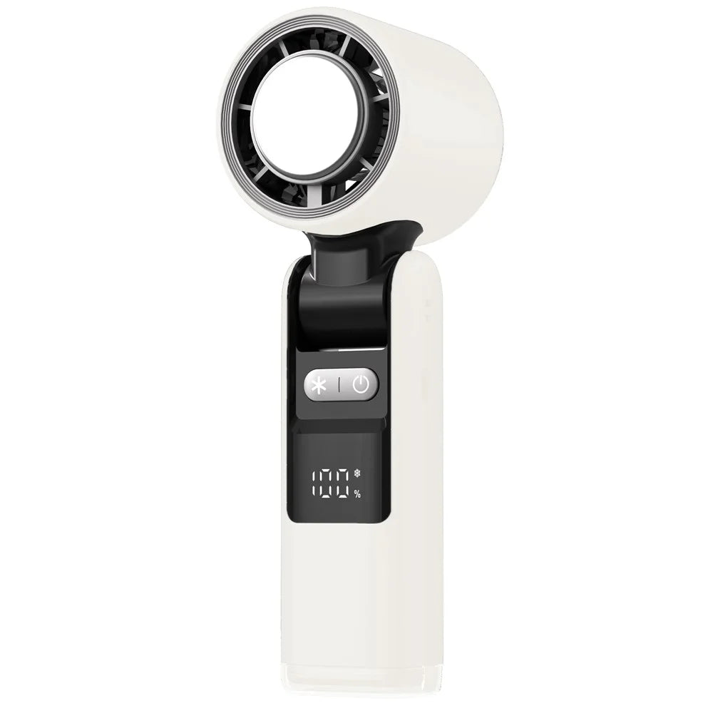 K-801 Cold Compress Summer Cooling Fan 100 Speeds Adjustable Portable Handheld Fan with Digital Display - White - 1