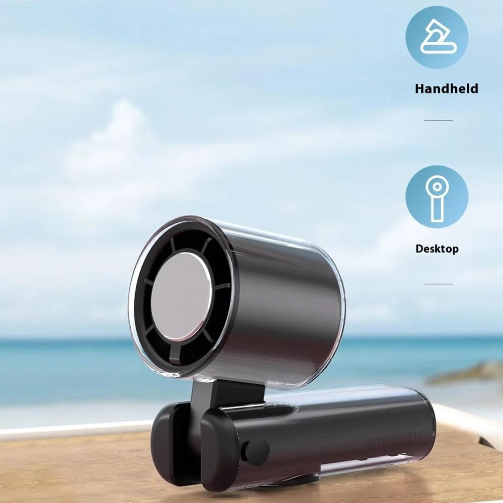 K-811 Transparent Mecha Handheld Fan 100 Speeds Adjustable Foldable Cooling Fan with Flashlight - Black - 4