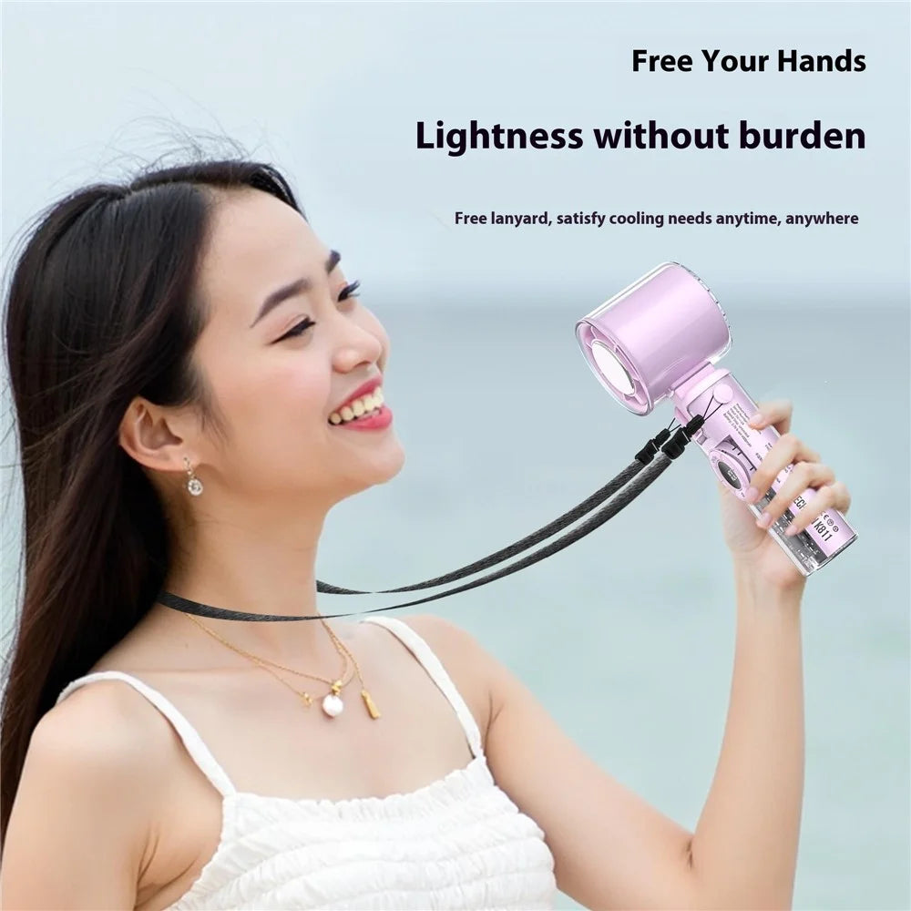 K-811 Transparent Mecha Handheld Fan 100 Speeds Adjustable Foldable Cooling Fan with Flashlight - Black - 5
