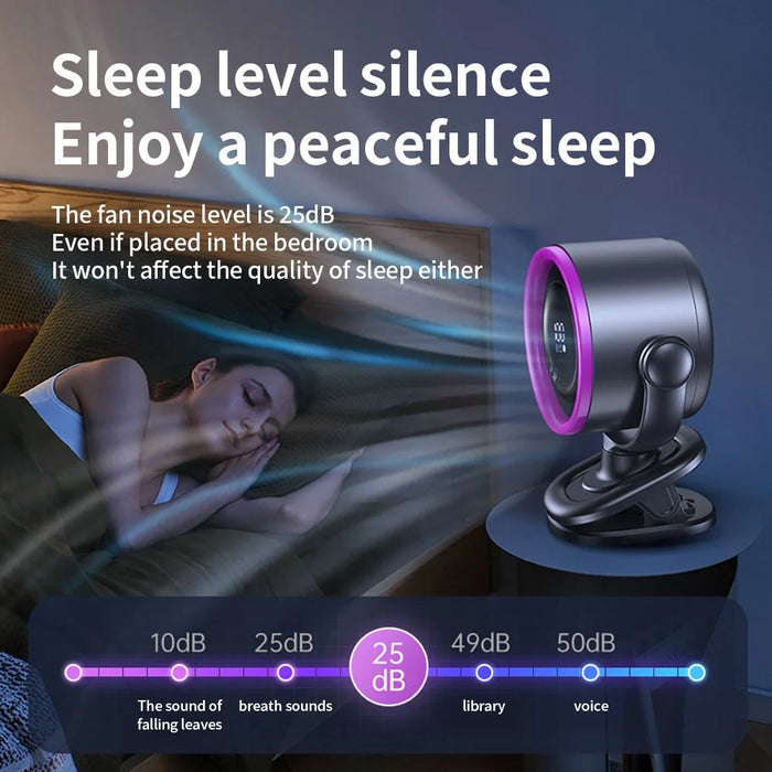LS02 Desktop Bladeless Clip Fan Touch Control 180 Degree Oscillation Multi Wind Speed Summer Cooling Fan - Grey - 3
