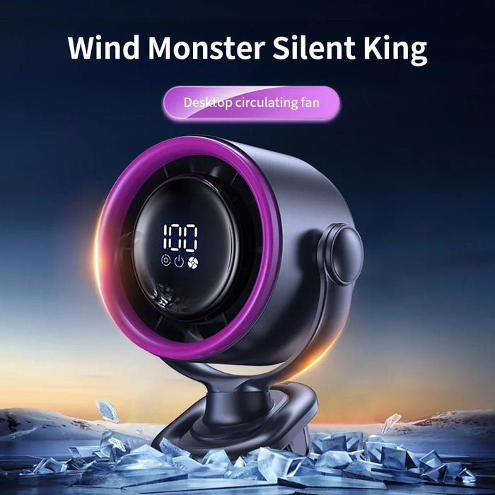 LS02 Desktop Bladeless Clip Fan Touch Control 180 Degree Oscillation Multi Wind Speed Summer Cooling Fan - Grey - 4