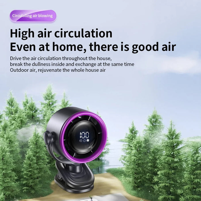 LS02 Desktop Bladeless Clip Fan Touch Control 180 Degree Oscillation Multi Wind Speed Summer Cooling Fan - Grey - 7
