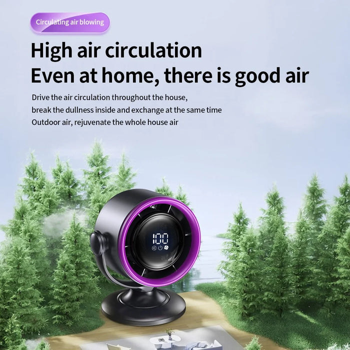 LS01 Desktop Bladeless Fan Touch Screen Control 180 Degree Oscillation Multi Wind Speed Silent Cooling Fan - Grey - 2
