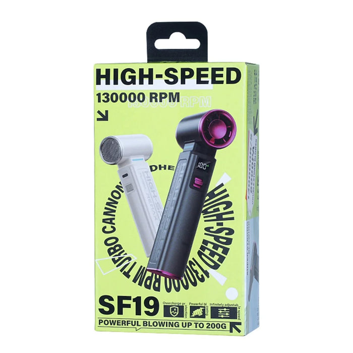 REMAX RS-SF19 High Speed Turbine Air Blower 130000 RPM Brushless Motor 100 Speeds Adjustable Handheld Fan - Starlight - 4