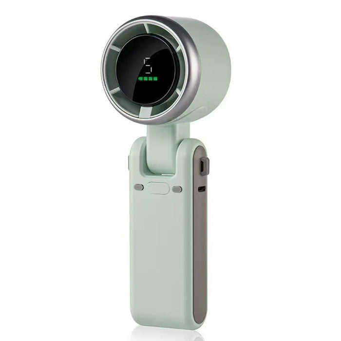 N607 Foldable Handheld Fan Turbo High Speed Silent USB Rechargeable Neck Fan - Green - 1