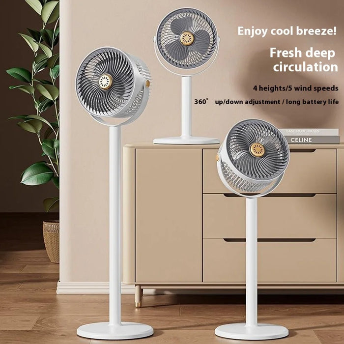 Retractable USB Fan Desk / Floor Standing Adjustable Height 5-Speed Large Airflow for Home / Office - Grey - 3