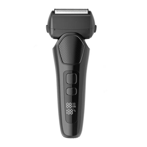 LED Display Rechargeable Electric Shaver for Men 3 Blades Rotary Razor Waterproof Cordless Trimmer - Black - 1