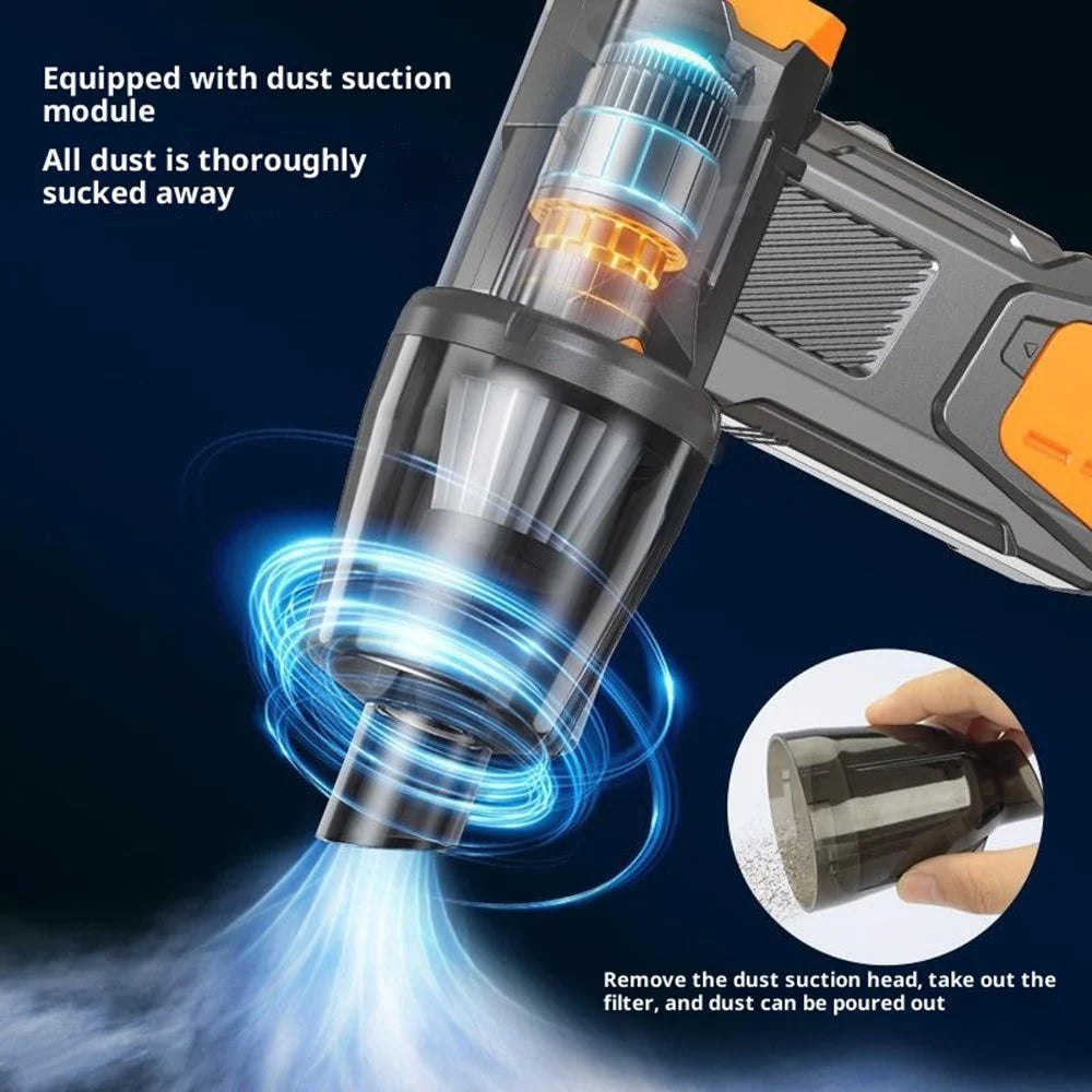 X6 Turbo Handheld Fan Kit with LED Light  /  Dust Blower  /  Vacuum Cleaner 130000 RPM for Camping  /  Outdoor - Orange - 4