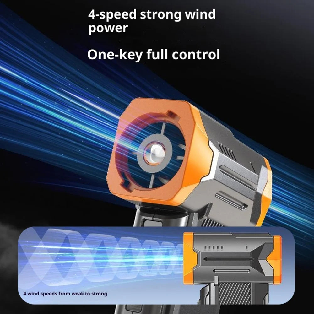 X6 Turbo Handheld Fan Kit with LED Light  /  Dust Blower  /  Vacuum Cleaner 130000 RPM for Camping  /  Outdoor - Orange - 5