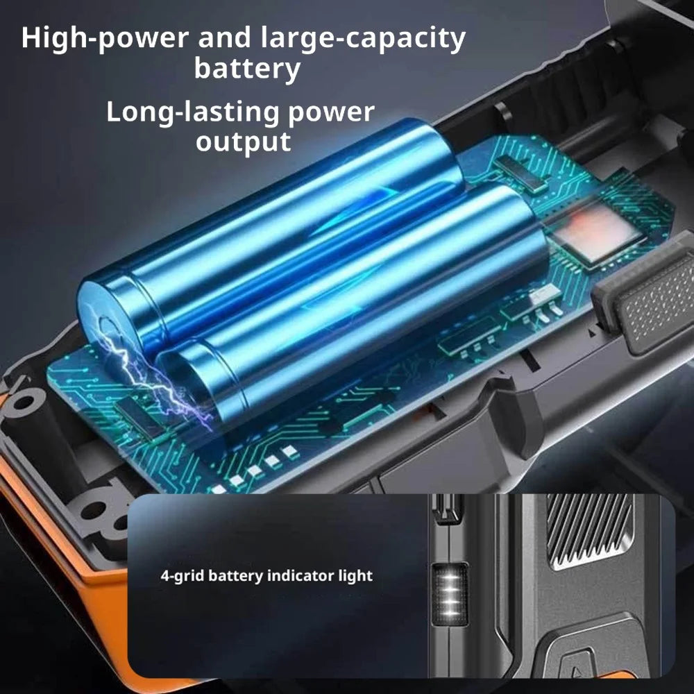 X6 Turbo Handheld Fan Kit with LED Light  /  Dust Blower  /  Vacuum Cleaner 130000 RPM for Camping  /  Outdoor - Orange - 7