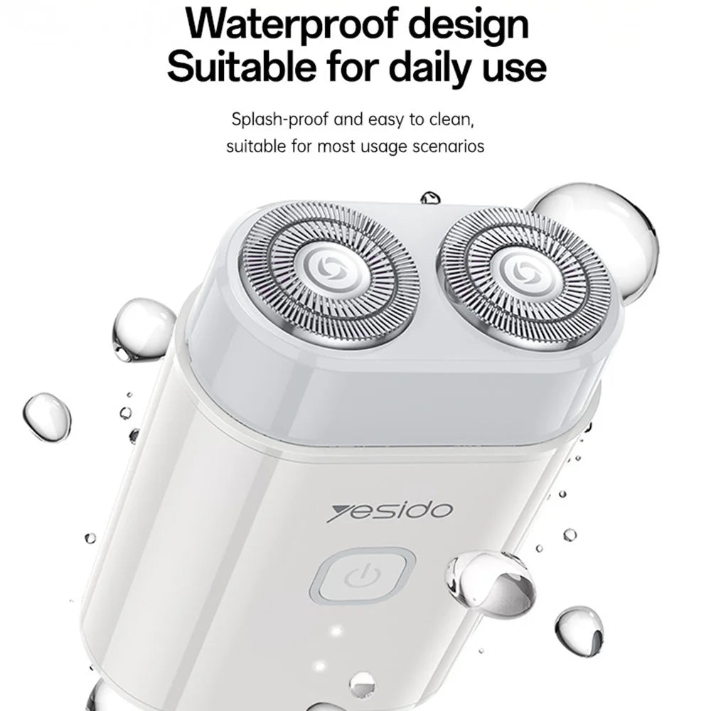 YESIDO MG20 IPX5 Waterproof Travel Electric Shaver Smart Display Dual-Ring Floating Blades - White - 3