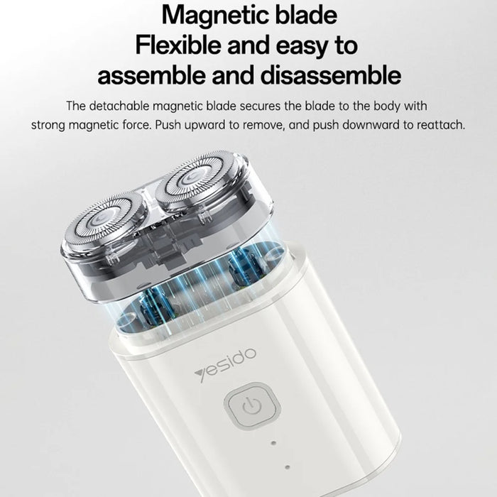 YESIDO MG20 IPX5 Waterproof Travel Electric Shaver Smart Display Dual-Ring Floating Blades - White - 4