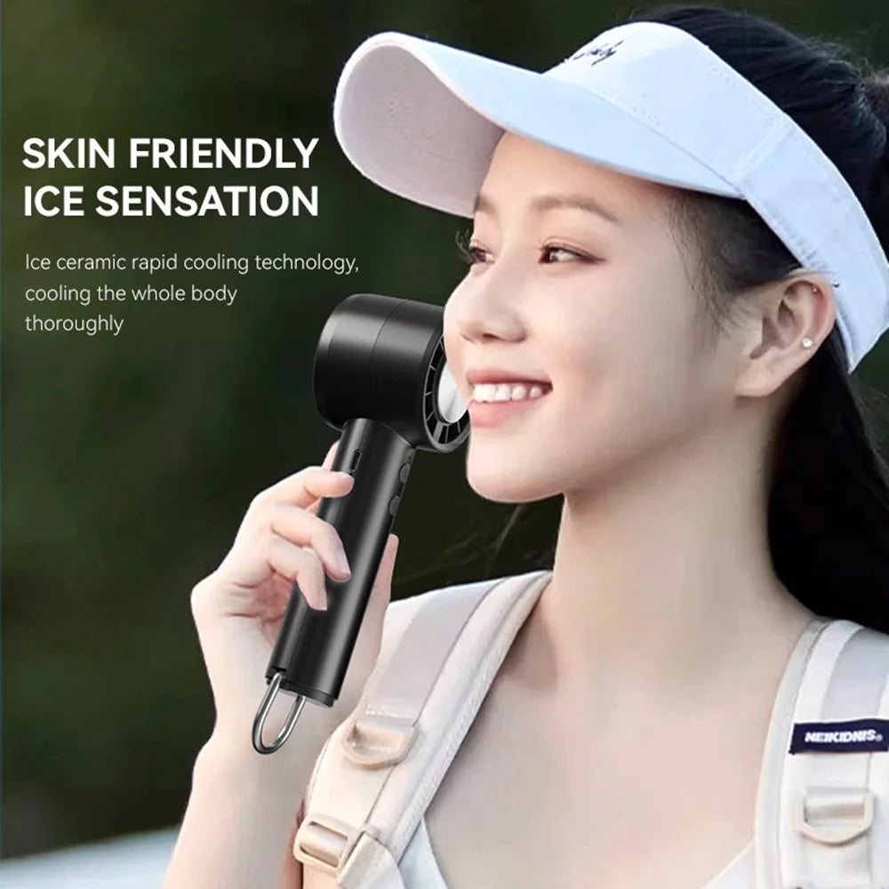 T40 5 Speeds Adjustable Outdoor Handheld Fan Semiconductor Ice Cooling Desktop Mini Fan - Black - 3