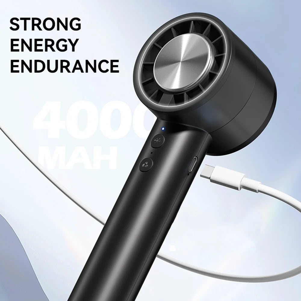 T40 5 Speeds Adjustable Outdoor Handheld Fan Semiconductor Ice Cooling Desktop Mini Fan - Black - 5