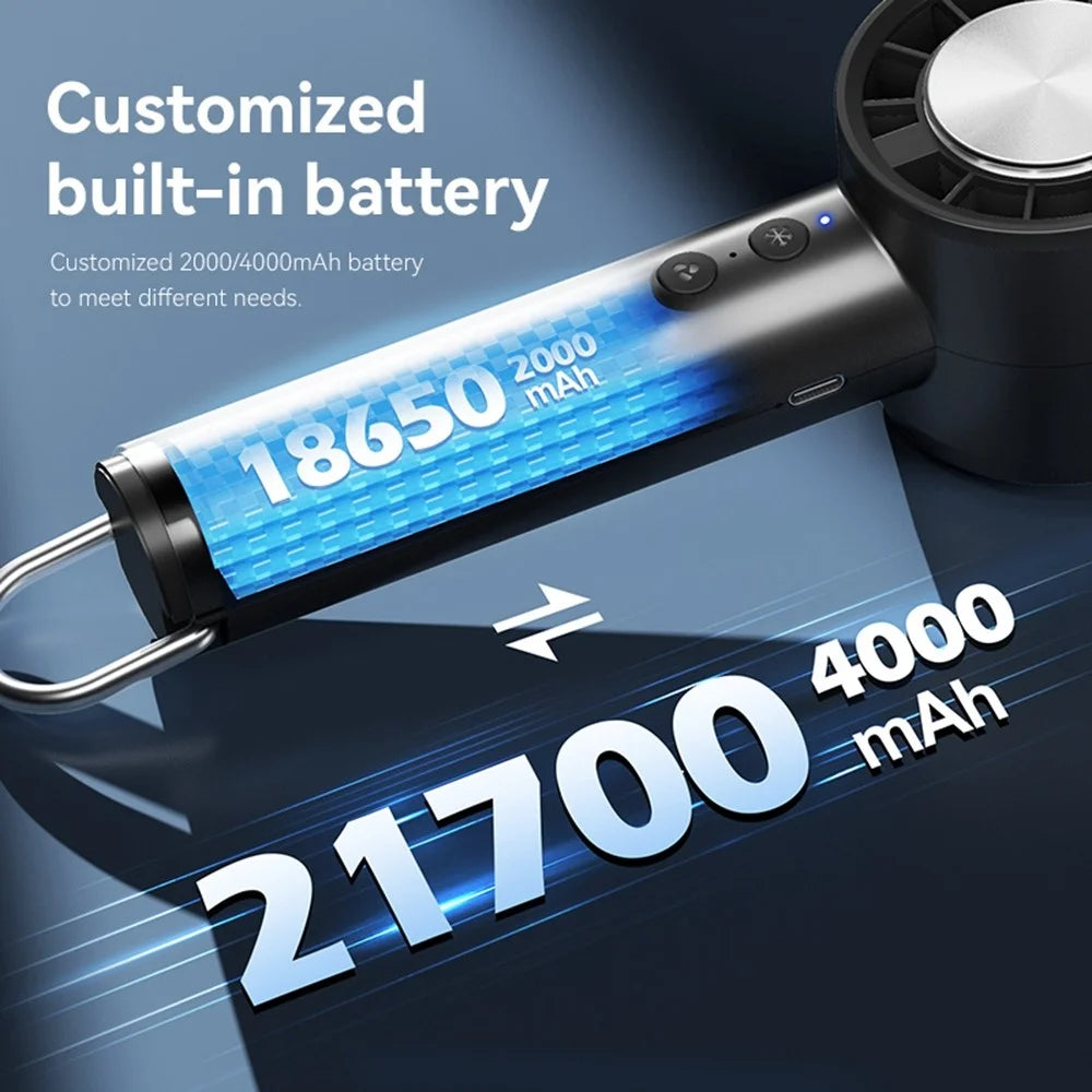 T40 5 Speeds Adjustable Outdoor Handheld Fan Semiconductor Ice Cooling Desktop Mini Fan - Black - 7