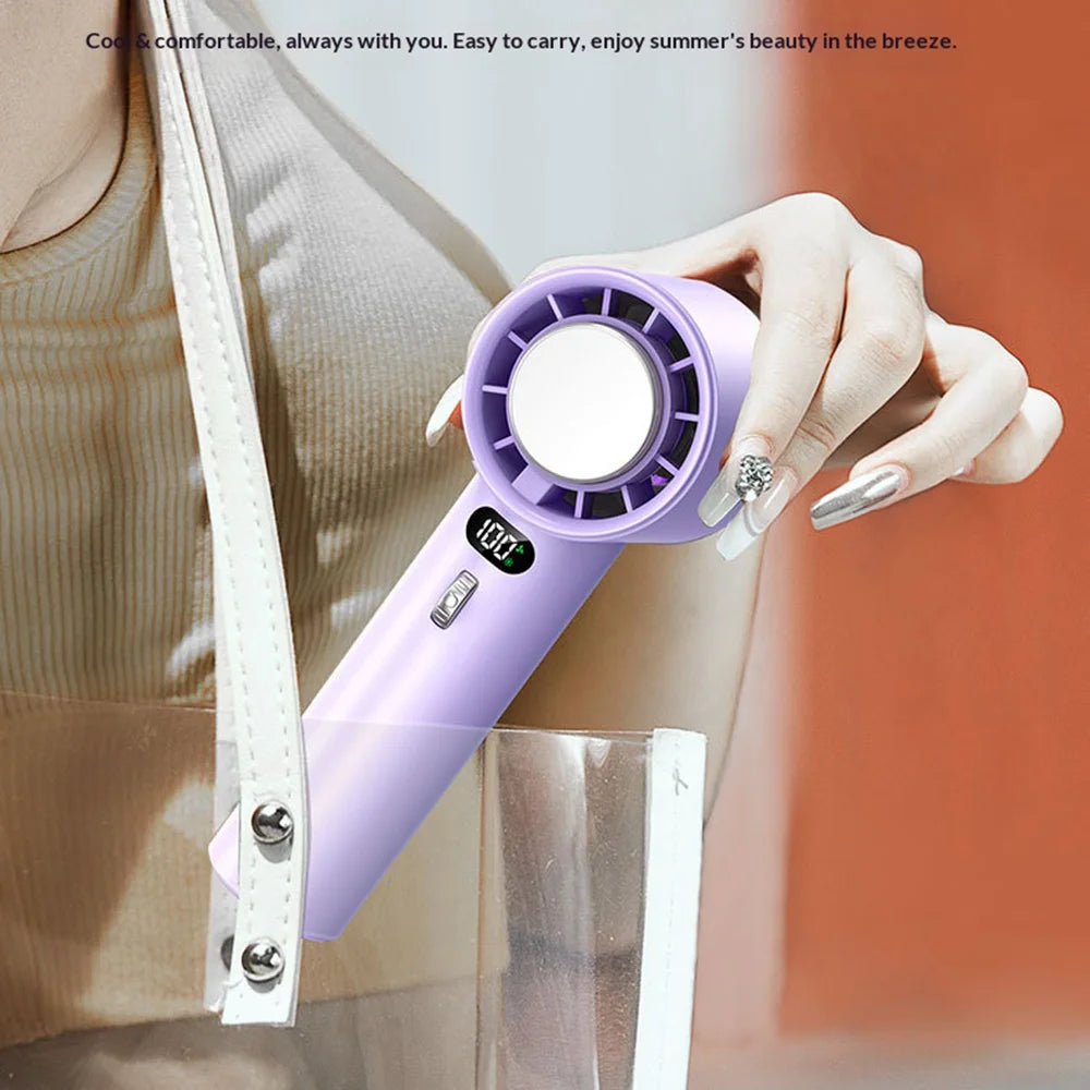CYKE 637 Portable Handheld Fan 100 Speed Settings LED Display Cold Compress Summer Cooling Fan - White - 6