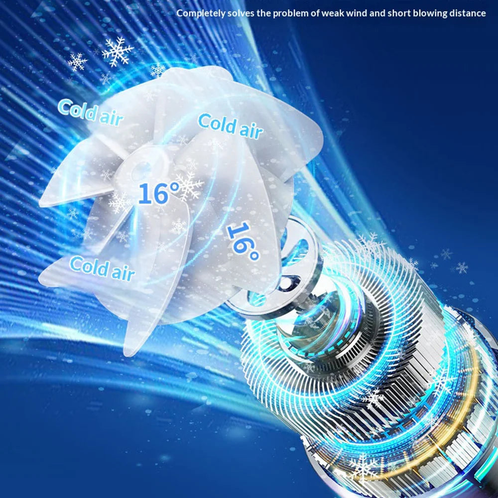 CYKE 637 Portable Handheld Fan 100 Speed Settings LED Display Cold Compress Summer Cooling Fan - White - 7