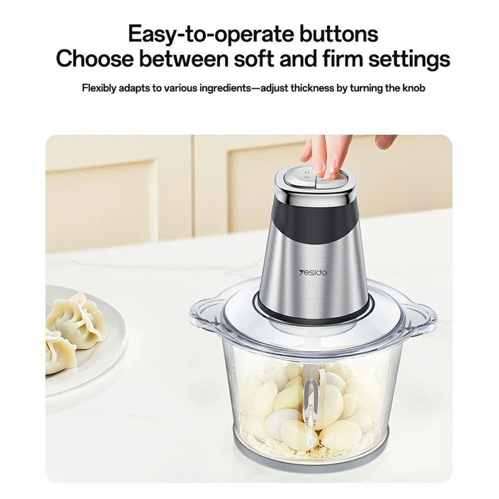 YESIDO EC28 EU Plug 2L Food Processor 400W Electric Meat Grinder 4-Blade Vegetable Chopper (BPA Free, No FDA) - 7