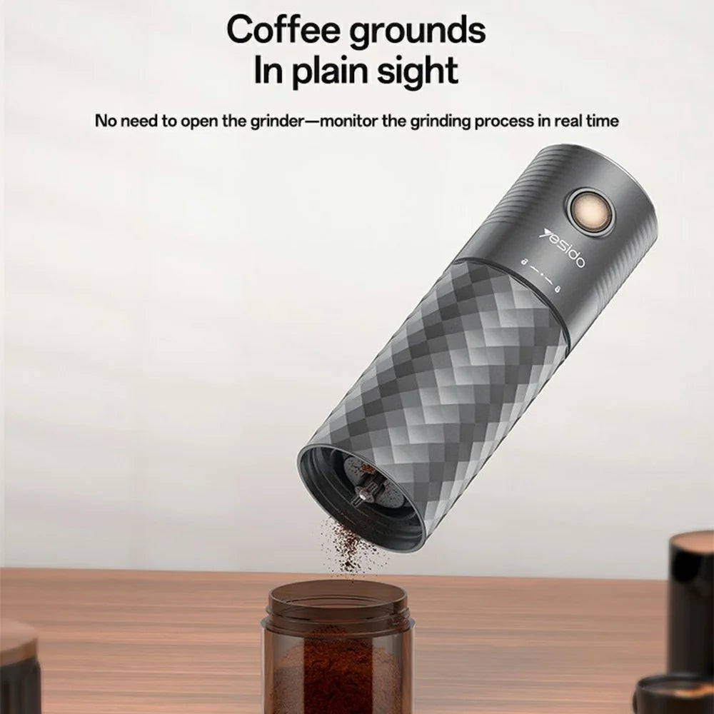 YESIDO EC29 Portable Electric Coffee Grinder 25W Powerful Motor Coffee Maker for Travel / Outdoor - Black - 7