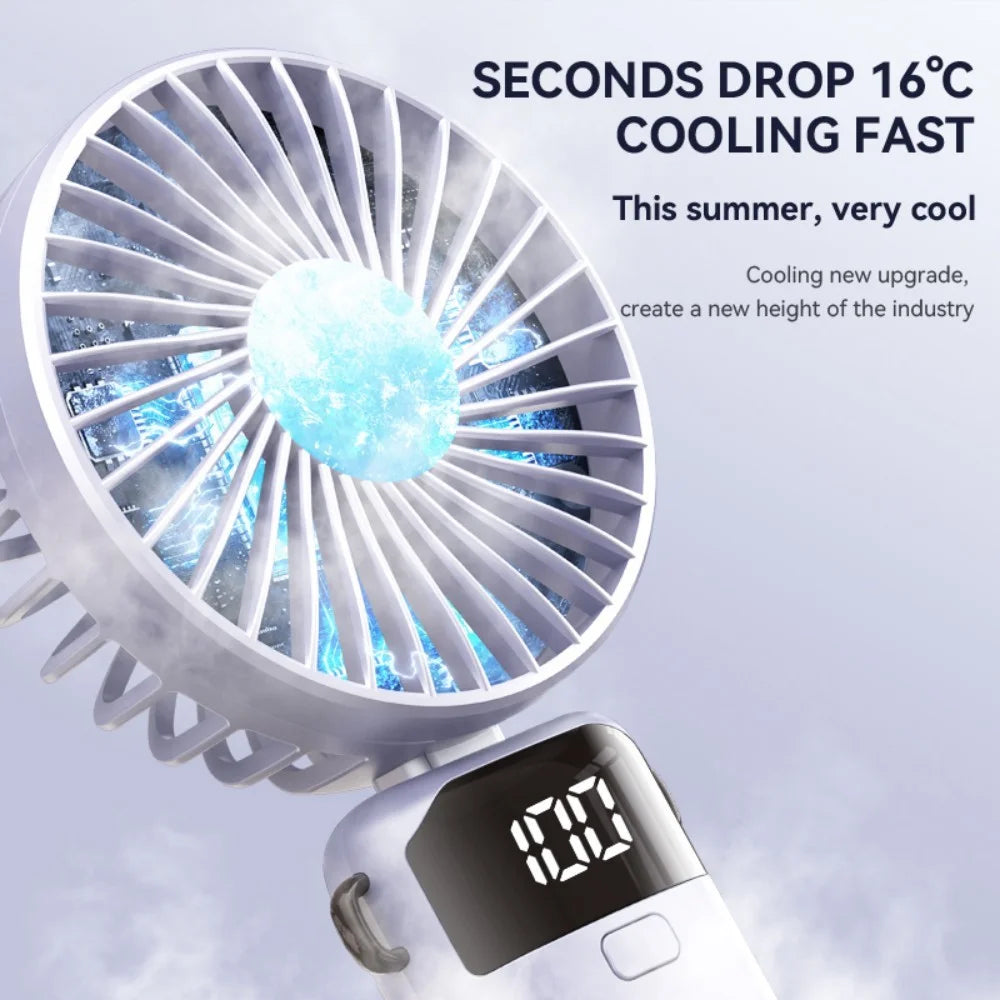 S1 Foldable Handheld Mini Fan with LED Display 5 Speeds Adjustable Rechargeable Desktop Fan - Purple - 5