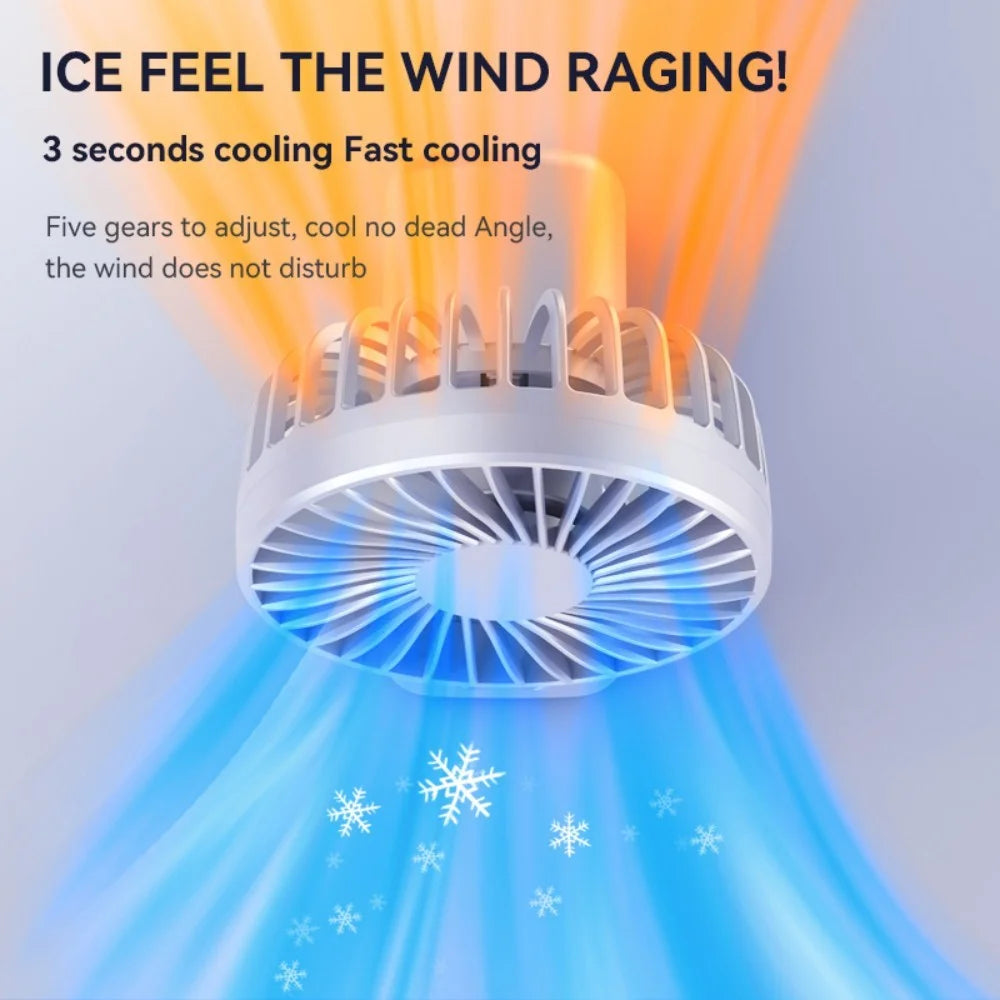 S1 Foldable Handheld Mini Fan with LED Display 5 Speeds Adjustable Rechargeable Desktop Fan - Purple - 6