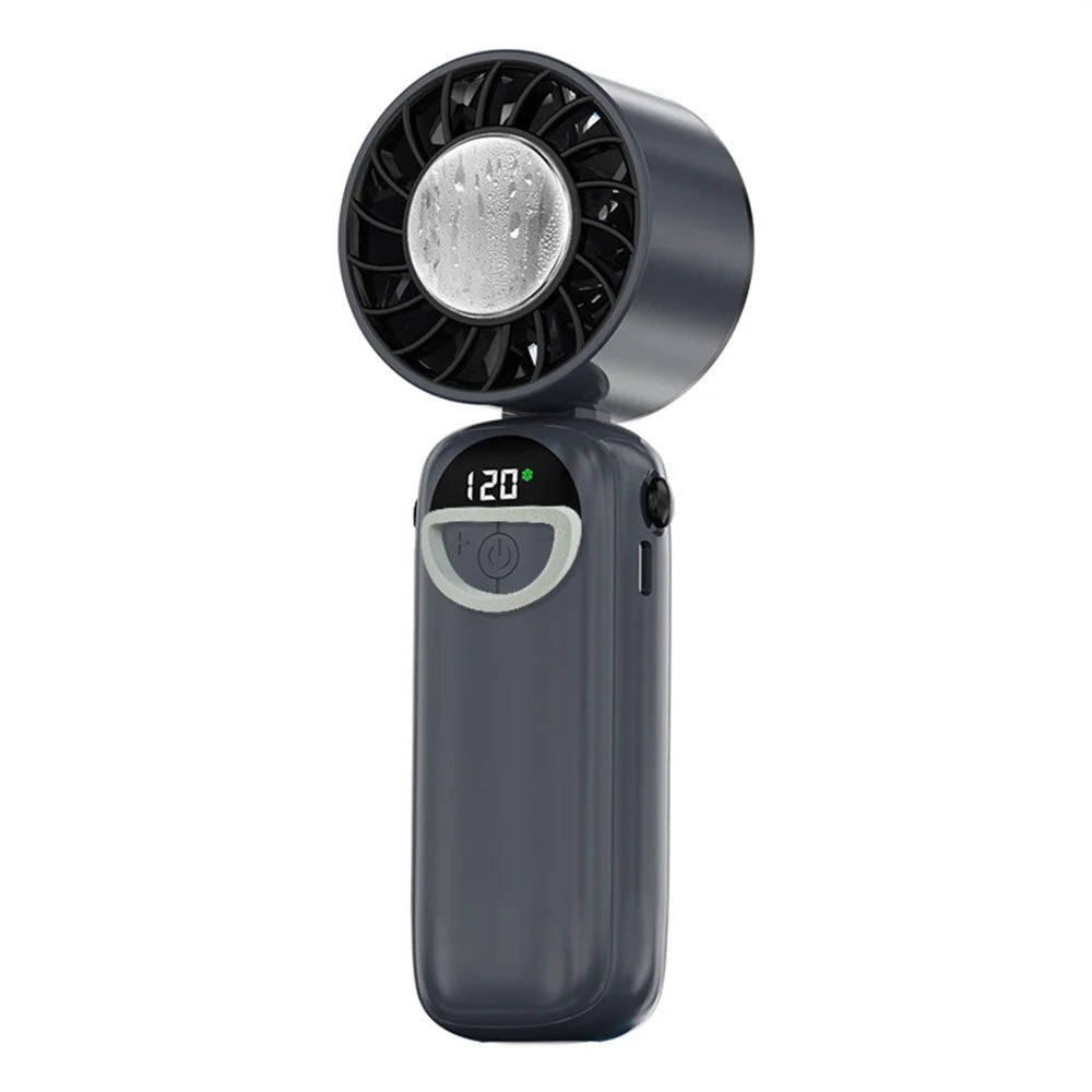 S-11 Cold Compress Handheld Mini Fan 120 Speeds Adjustable LED Display Neck Hanging Foldable Fan - Grey - 1