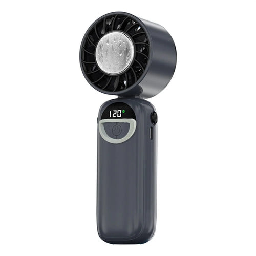 S-11 Cold Compress Handheld Mini Fan 120 Speeds Adjustable LED Display Neck Hanging Foldable Fan - Grey - 1