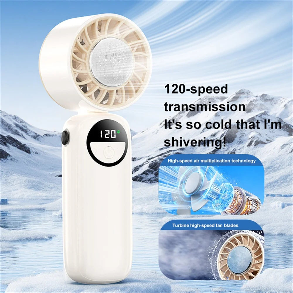 S-11 Cold Compress Handheld Mini Fan 120 Speeds Adjustable LED Display Neck Hanging Foldable Fan - Grey - 4