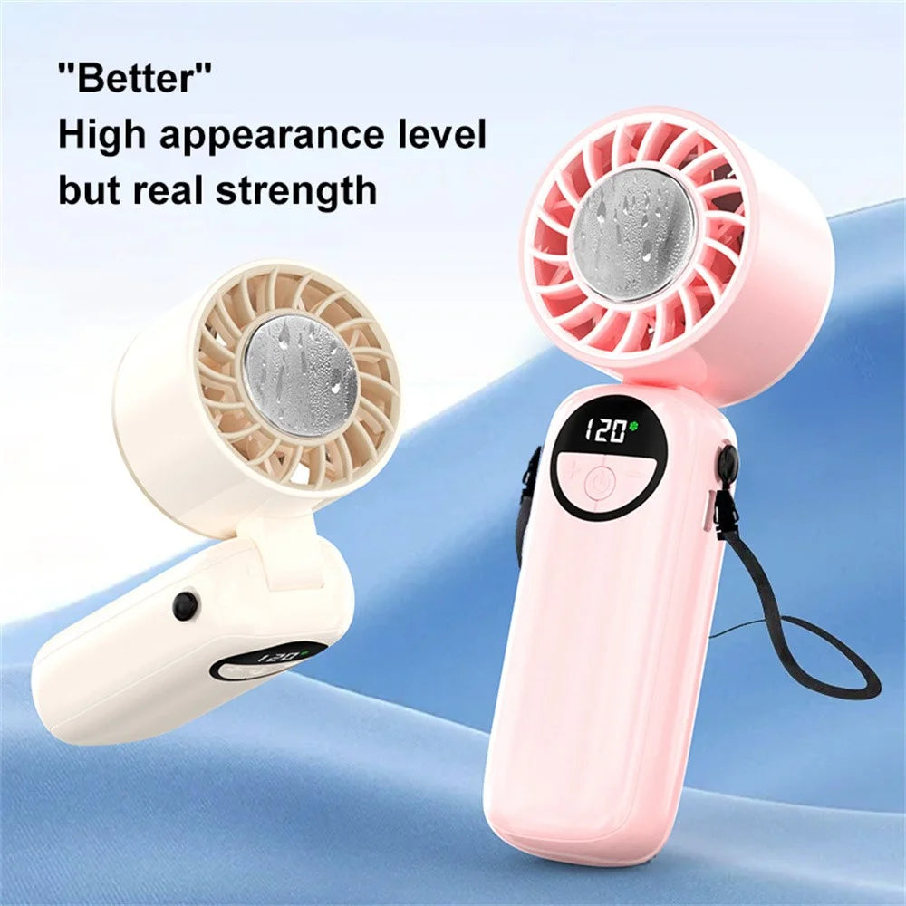 S-11 Cold Compress Handheld Mini Fan 120 Speeds Adjustable LED Display Neck Hanging Foldable Fan - Grey - 6