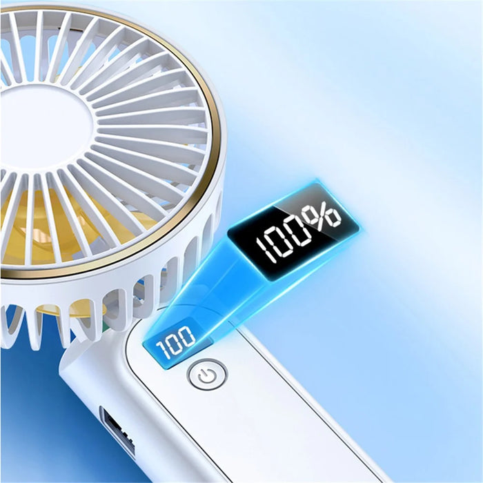 M12 Portable Mini Handheld Fan USB Rechargeable ABS Foldable Cooling Fan for Home Office Travel Trip - White - 3
