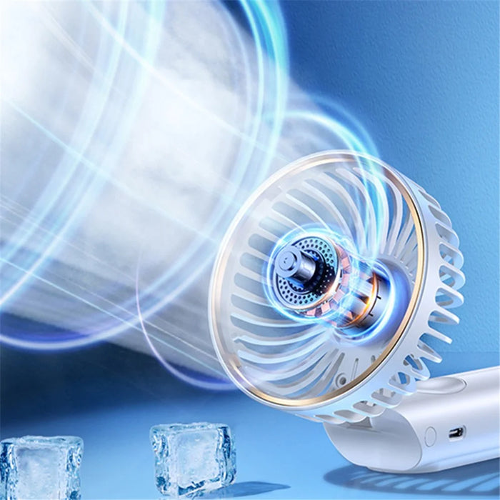 M12 Portable Mini Handheld Fan USB Rechargeable ABS Foldable Cooling Fan for Home Office Travel Trip - White - 5