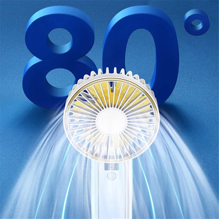 M12 Portable Mini Handheld Fan USB Rechargeable ABS Foldable Cooling Fan for Home Office Travel Trip - White - 6