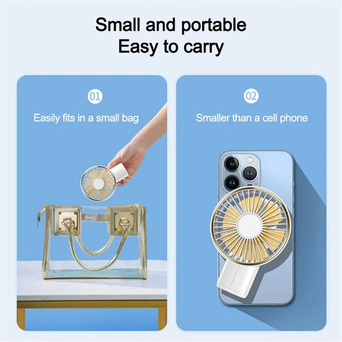 M12 Portable Mini Handheld Fan USB Rechargeable ABS Foldable Cooling Fan for Home Office Travel Trip - White - 7