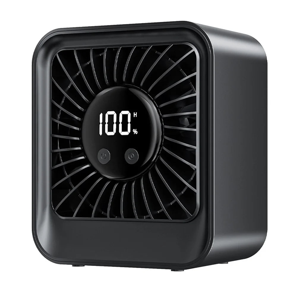 YS-G7 Desktop Fan Built-in 4000mAh Battery USB Rechargeable 8 Speeds Adjustable Table Fan with LED Display - Black - 1